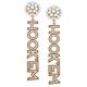 Women's Texas Longhorns Pearl Cluster Outline Enamel Drop Earrings