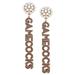 Women's CANVAS Style South Carolina Gamecocks Pearl Cluster Outline Enamel Drop Earrings