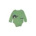 Carter's Long Sleeve Onesie: Green Color Block Bottoms - Size 6 Month