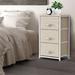 Rebrilliant 3 Drawer Fabric Dresser Storage Tower, Dresser Chest w/ Wood Top Metal in Brown | 28.7 H x 17.7 W x 11.8 D in | Wayfair