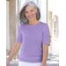 Appleseeds Women's Spindrift™ Soft Short-Sleeve Sweater Shell - Purple - 3X - Womens