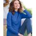 Appleseeds Women's Essential Cotton Long-Sleeve Solid Mockneck - Blue - 1X - Womens