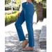 Appleseeds Women's SlimSation Straight-Leg Pincord Pants - Blue - 16P - Petite