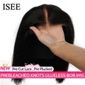 ISEE Hair-Perruque Bob courte droite prédécoupée sans colle pour femme pré-plumée prête à porter