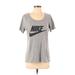 Nike Active T-Shirt: Gray Graphic Activewear - Women's Size Medium