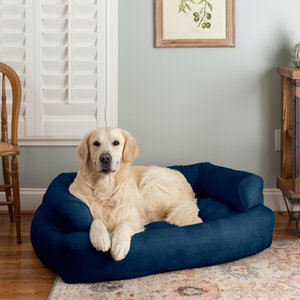 Snoozer Pet Products Luxury Overstuffed Cat & Dog Bed with Removable Cover, Blue, Large