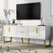 Modern TV Stand for TVs up to 65 Inches, Storage Cabinet with Drawers and Cabinets, TV Console Table with Metal Legs and Handles