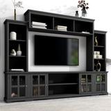 104 inch Oversized TV Cabinet, Wine Cabinet Entertainment Center Media Console with Tempered Glass Door, Living Room Bookshelf