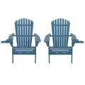 W Unlimited 35 x 32 x 28 in. Foldable Adirondack Chair with Cup Holder Sky Blue - Set of 2