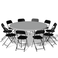 Magshion 11 Pieces 5 Ft Folding Plastic Card Table and Chair Set Foldable Dining Table Picnic Desk with Handle and 10Pcs Chairs for Indoor Outdoor Grey/Black