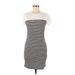 Shein Casual Dress - Bodycon Crew Neck Short sleeves: White Stripes Dresses - Women's Size 6