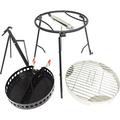 outdoor set - dutch oven tools set - charcoal holder & cast iron grill accessories - camping grill set - outdoor - camp kitchen equipment - (4 piece set)