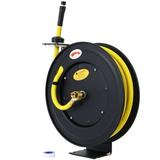 Retractable Air Hose Reel 1/2 Inch x 50 Ft Auto Rewind Hose-Reel Heavy Duty Steel Air Hose Reel Industrial Grade Rubber Hose