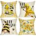 Summer Bee Happy Kind Gnome Decorative Throw Pillow Cover Set of 4 Yellow Daisy Flower Inspirational Floral Decoration Buffalo Plaid Check Honey Wooden Tiered Tray Farmhouse Decors