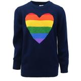 Cyndeelee Girls Long Sleeve Knit Pullover Casual Sweater Crewneck Warm Sweater Shirt (Navy Multi Stripe Heart 4T)