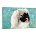 ARTCANVAS Pekingese Dog Breed Teal White Flowers Canvas Art Print - Size: 40 x 26 (0.75 Deep)