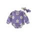 Asashitenel Newborn Baby Girls 2 Piece Outfits Floral Print Long Sleeves Sweatshirt Romper +Headband Fall Cute Clothes