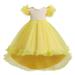 OGLCCG Girls Sequin Party Princess Dress Lace Tulle Short Sleeve Party Wedding Pageant Bridesmaid Tutu Dress Evening Ball Gown (4-12T)