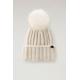 Woolrich Women Beanie in Pure Virgin Wool with Cashmere Pom-Pom White Size S