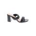 Sincerely Jules Sandals: Slip-on Chunky Heel Casual Black Print Shoes - Women's Size 7 1/2 - Open Toe