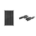 enjoy solar Monokristallines Solar panel deal für Wohnmobil, Gartenhäuse, Boot (Mono 140W)& 1 Paar Solarstecker Y Verteiler 2-fach für Parallelschaltung Solarmodul