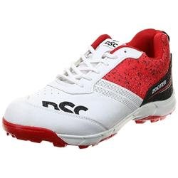 DSC Zooter Cricket Shoes | White/Red | for Boys and Men | Polyvinyl Chloride | 7 UK, 8 US, 41 EU