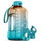 AQUAFIT 4 Litre Water Bottle with Straw - 1 Gallon Water Bottle - Motivational Water Bottle 128 Ounces Big Water Bottle with Time Maker - Large Water Bottle Clear