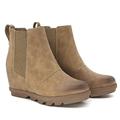 Athlefit Women's Wedge Boots Comfortable Ankle Wedge Booties, Khaki, 5.5