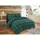 TEXTILER Green Flannelette Duvet Cover-Tartan Check 100% Brushed Cotton Super King Duvet Set with Pillow Covers Duvet Bedding Comforter Set (Green, Super King Size)