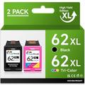 ColoWorld 62 Printer Cartridges Remanufactured for HP 62XL Black Colour Multipack Cartridges Compatible with HP Envy 5540 5640 5660 7640 5541 5740 5544 5545 5546 OfficeJet 5744 5742 printers