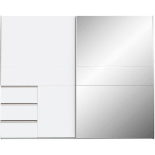 Schwebetürenschrank FORTE, weiß, B:250,1cm H:200,5cm T:61,0cm, Spanplatte, Schränke, mit 3 Schubladen