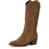 Westernstiefel TAMARIS, Damen, Gr. 37, Normalschaft, braun, Veloursleder, unifarben, modisch, Schuhe, Blockabsatz, Cowboystiefel in spitzer Form
