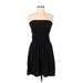 LA Class Casual Dress - Fit & Flare Strapless Sleeveless: Black Solid Dresses - Women's Size Large