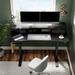 17 Stories Cylan Height Adjustable Desk w/ Double-layer Wood/Metal in Black | 48.03 H x 47.24 W x 23.62 D in | Wayfair