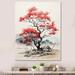Red Barrel Studio® Minimalism Red Oak Tree Shimmering Autumn - Floral & Botanical Wall Art Living Room Metal in White | 32 H x 24 W x 1 D in | Wayfair
