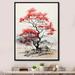 Red Barrel Studio® Minimalism Red Oak Tree Shimmering Autumn - Floral & Botanical Wall Art Living Room Canvas, in White | Wayfair