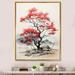 Red Barrel Studio® Minimalism Red Oak Tree Shimmering Autumn - Floral & Botanical Wall Art Living Room Metal in White | 32 H x 16 W x 1 D in | Wayfair