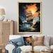 Breakwater Bay Pirate Boat Moonlit Raid - Pirate Wall Art Prints Plastic in Orange | 44 H x 34 W x 1.5 D in | Wayfair