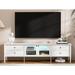 Red Barrel Studio® Briazia Modern LED TV Stand for 85+ Inch TV Wood/Glass in White | 19.8 H x 70.8 W x 15.7 D in | Wayfair