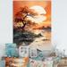 Red Barrel Studio® Tree Moon Silhouette Landscape I - Floral Wall Art Living Room Canvas, Cotton in Orange | 20 H x 12 W x 1 D in | Wayfair