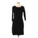 Talbots Casual Dress - Sheath Scoop Neck 3/4 sleeves: Black Print Dresses - Women's Size Medium Petite