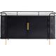 Kare Design Sideboard Fence, Schwarz, 2 Regalfächer, Stahl, Deckplatte, EGS Sicherheitsglas, 70x120x40cm (H/B/T)