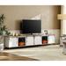 WAMPAT TV Stand with 18'' Electric Fireplace for 65 75 Inch TV, Farmhose Entertainment Center with Sliding Barn Door