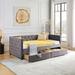 Grey Twin Size Upholstered Daybed with Drawers and Button-Tufted