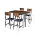 Rectangular 5-pieces Wooden Dining Table Set w/Upholstered Chairs