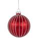 4ct Shiny Red and White Striped Glass Ball Christmas Ornaments 3" (80mm)