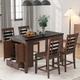 5-piece Dining Set with Ergonomic Dining Chairs and Rectangular Dining Table w/Storage Cabinet and Drawer for Diningroom