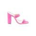 Schutz Mule/Clog: Slip-on Chunky Heel Minimalist Pink Solid Shoes - Women's Size 7 - Open Toe