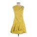 3.1 Phillip Lim Casual Dress - A-Line Crew Neck Sleeveless: Yellow Print Dresses - Women's Size 0