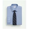 Brooks Brothers Men's Stretch Supima Cotton Non-Iron Poplin Ainsley Collar, Striped Dress Shirt | Blue | Size 16 33